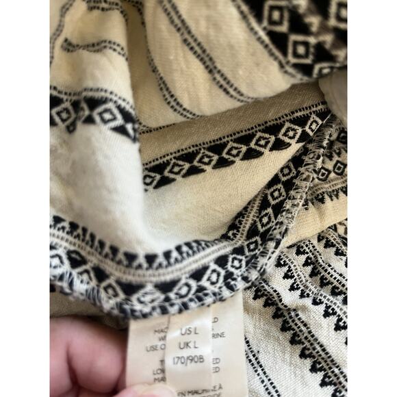 Anthropologie Pants Womens Large Cream Black Essential Beach Boho Aztec Tassel - Picture 10 of 14